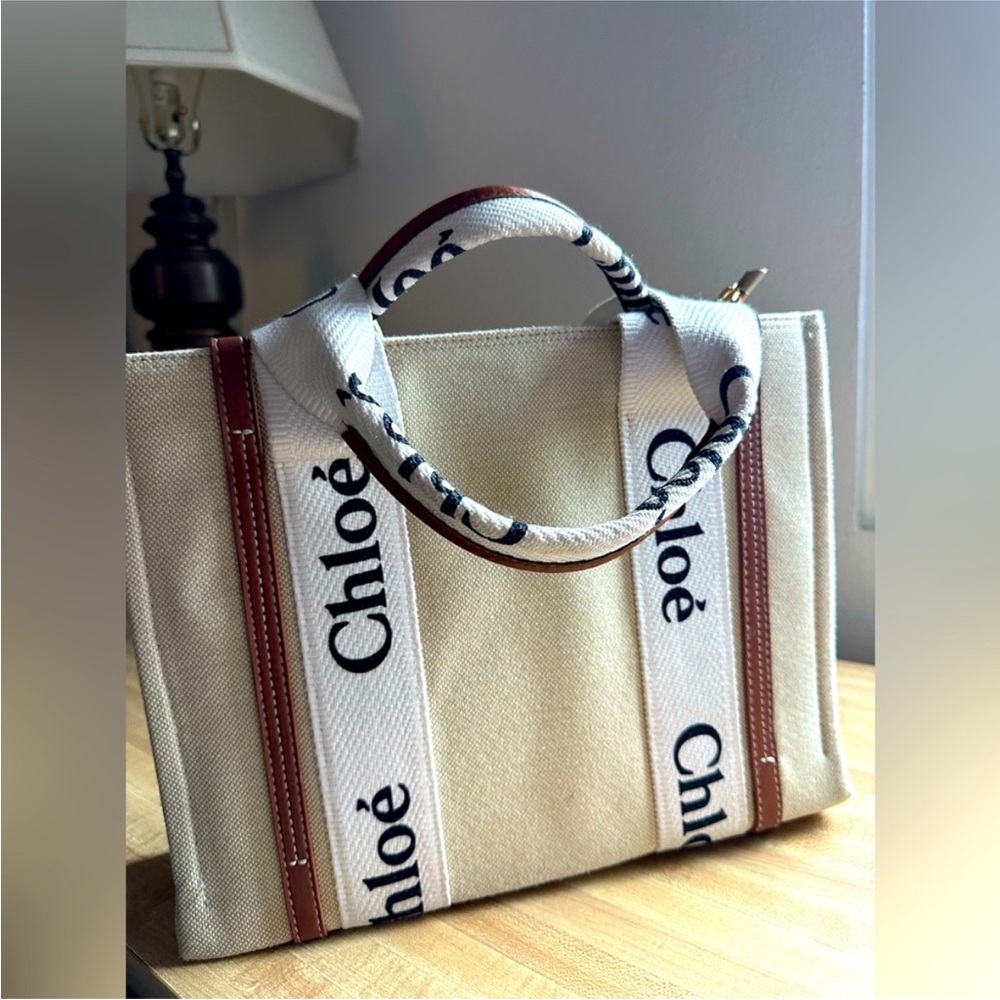NEW Chloé woody medium tote bag - Canvas & Leather